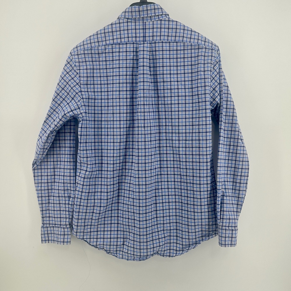 Ralph Lauren Shirt Mens XL Blue Plaid Slim Fit Stretch Oxford Button Down Modern - Picture 6 of 8